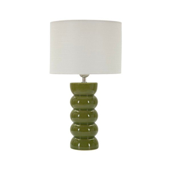 Balta/zaļa keramikas galda lampa ar auduma abažūru (augstums 46 cm) Torr – Mauro Ferretti