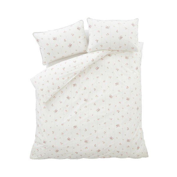 Krēmkrāsas vienguļamā gultas veļa no kokvilnas perkala 135x200 cm Vintage Rosebud Lace – Bianca