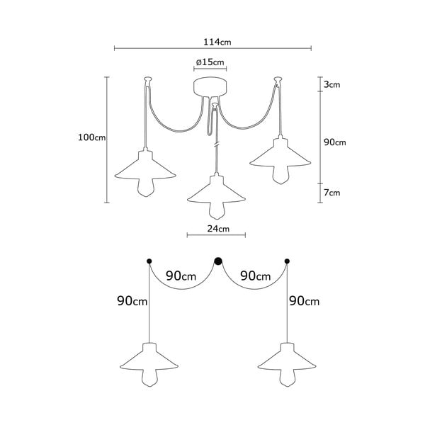 Piekaramā lampa ar metāla abažūru ø 114 cm Manavgat – Opviq lights-image-2