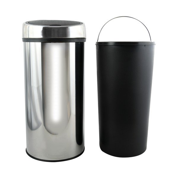 Spīdīgas sudraba krāsas ar pieskārienu atverama tērauda atkritumu tvertne 30 l – MSV-image-2