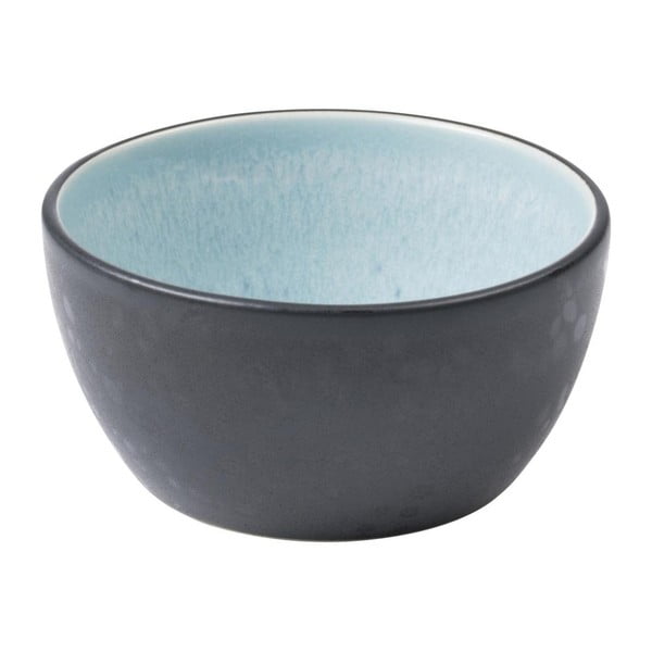 Melns keramikas trauks ar iekšpusi ar gaiši zilu glazūru Bitz Mensa, diametrs 10 cm