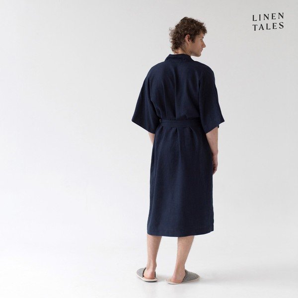 Tumši zils lina halāts izmērs S/M Summer – Linen Tales-image-2