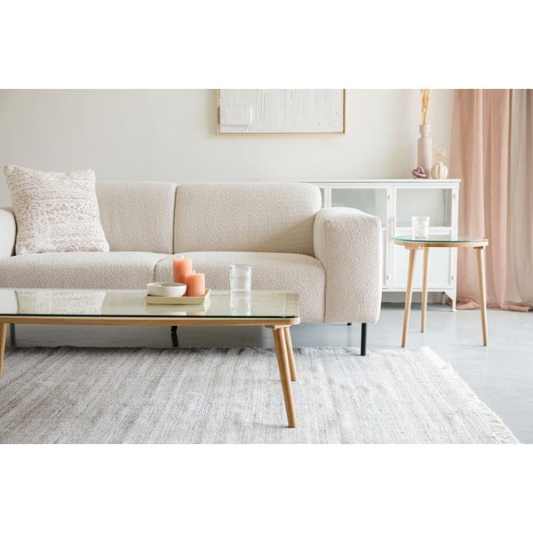 Dabīga toņa stikla žurnālgaldiņš 60x120 cm Haru – White Label-image-1