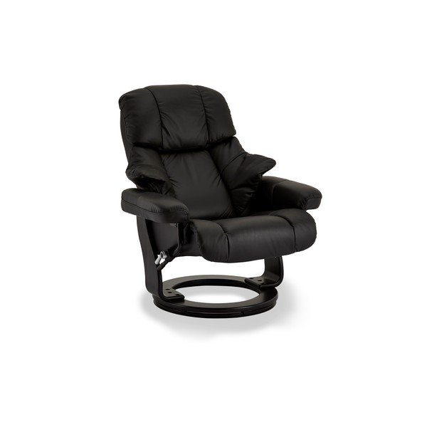 Melns ādas krēsls ar kāju balstu Furnhouse Crown-image-1