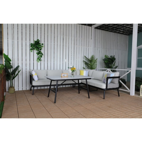 Pelēks alumīnija dārza atpūtas komplekts 5 personām Edinburgh – Rojaplast-image-1