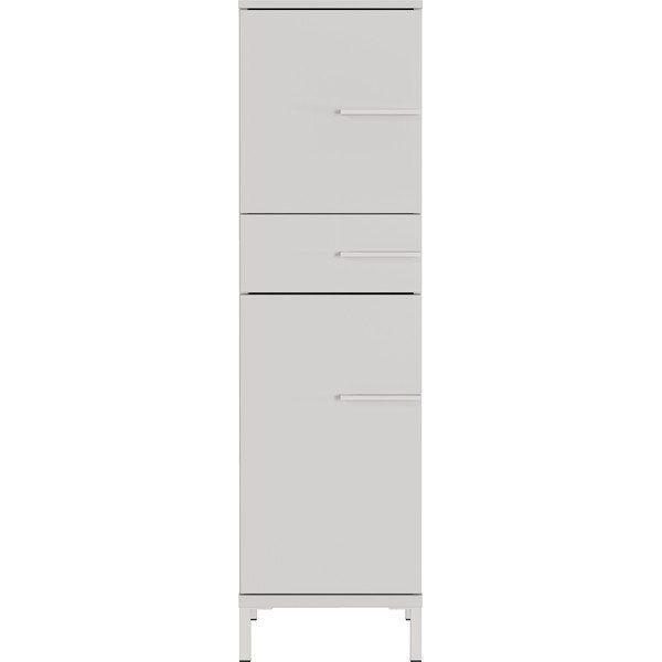 Krēmkrāsas matēts augsts/šaurs vannas istabas skapis 34x123 cm Laurino – Germania-image-3