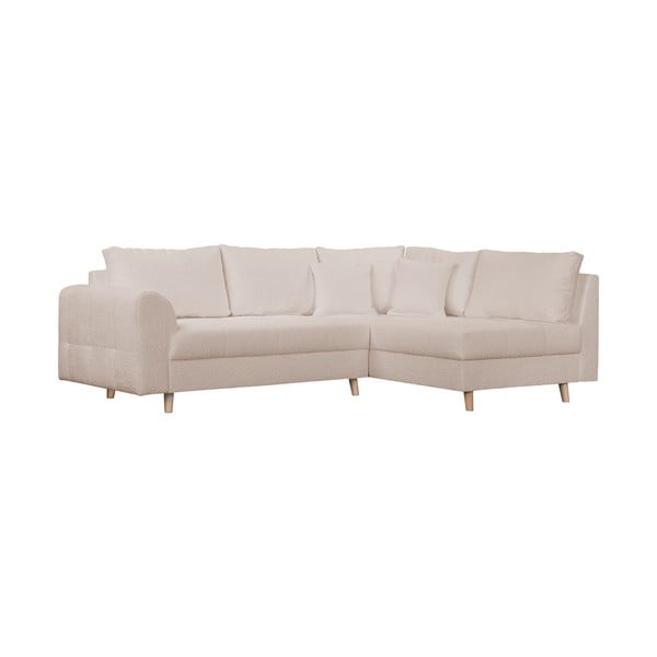 Bēšs stūra dīvāns no buklē auduma (ar labo stūri) Ariella – Ropez-image-2