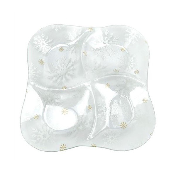 Servēšanas stikla šķīvis ar Ziemassvētku motīvu ø 28,5 cm Frosty Flakes – Dakls