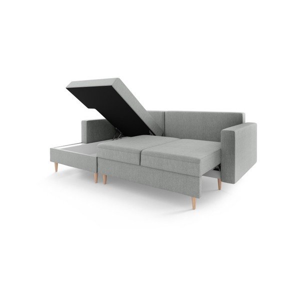 Pelēks izlaižamais stūra dīvāns ar uzglabāšanas vietu Mazzini Sofas Aubrieta, kreisais stūris-image-2