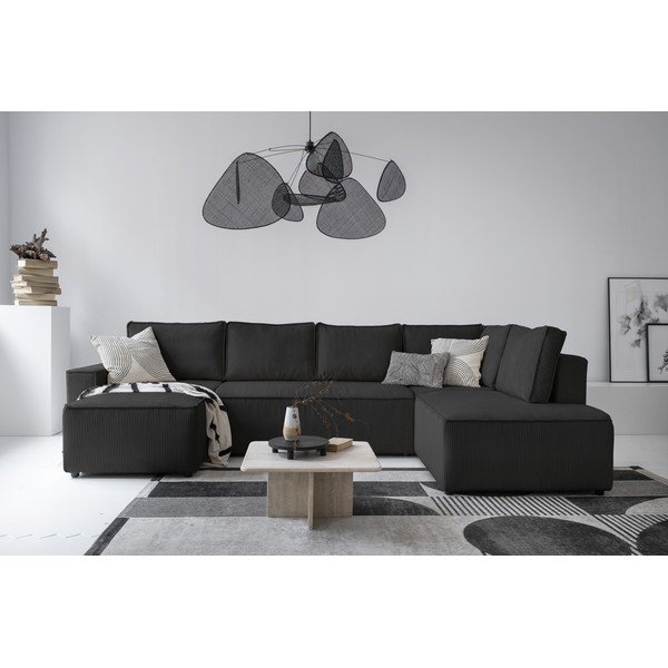 Antracīta pelēks velveta salokāms stūra dīvāns (ar labo stūri/U veida) Brave Dave – Miuform-image-3