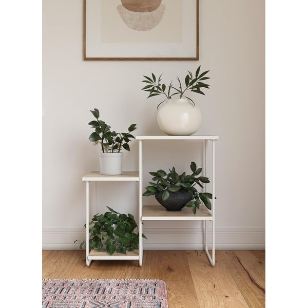 Balts/dabīga toņa konsoles galds ar oškoka imitācijas galda virsmu 35x67 cm Dante – Støraa-image-2