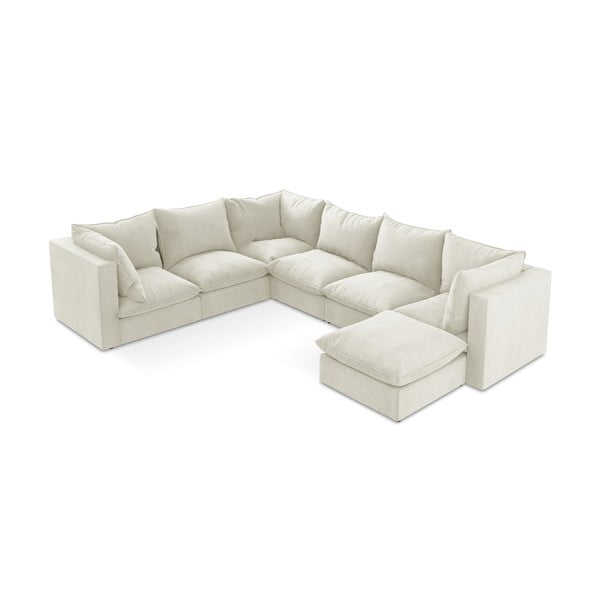 Bēšs stūra dīvāns (ar kreiso stūri/U veida) Manao – Makamii-image-1