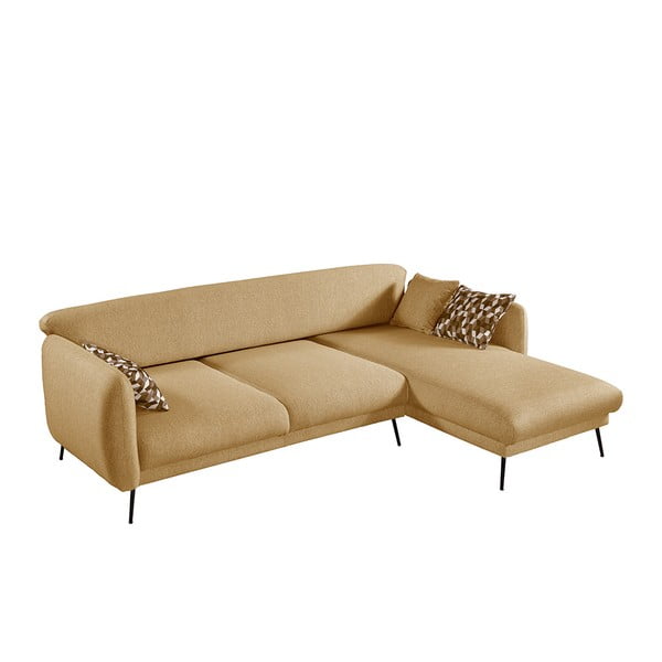 Dzeltens izvelkamais stūra dīvāns Pandia Home Madrid, labais stūris-image-1