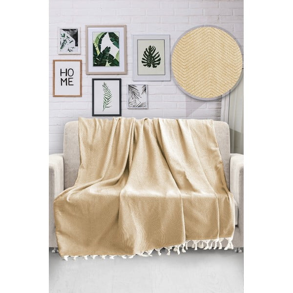 Sinepju dzeltens kokvilnas gultas pārklājs Viaden HN, 170 x 230 cm