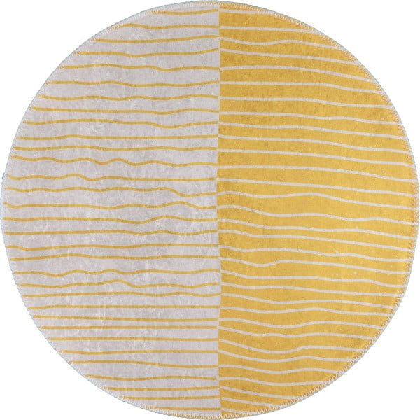 Dzeltens/krēmkrāsas mazgājams apaļš paklājs ø 80 cm Yuvarlak – Vitaus