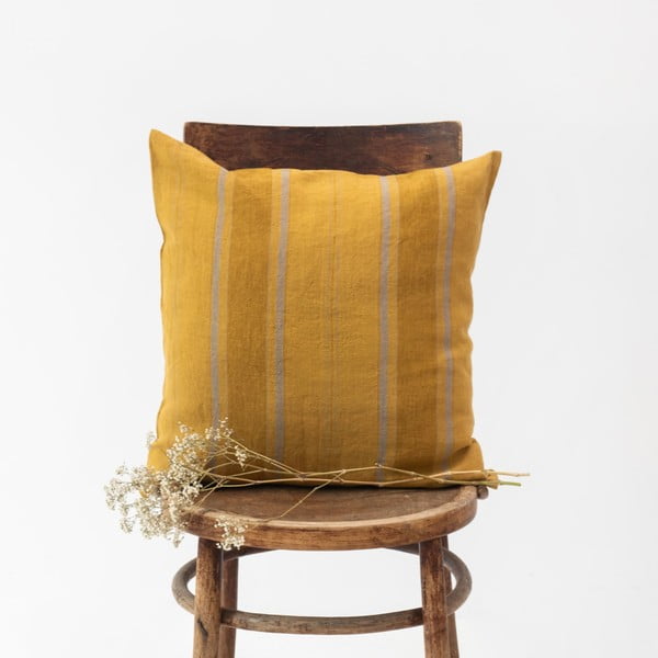 Lina spilvendrāna 50x50 cm Amber Bronze Stripes – Linen Tales