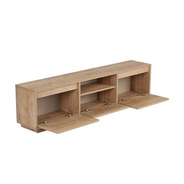 Dabīga toņa TV galdiņš ar ozolkoka imitāciju 160x42x30 cm Sentinel – Kalune Design-image-4
