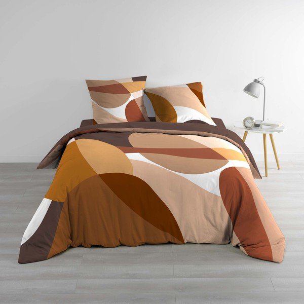 Brūna divguļamā trīsdaļīga kokvilnas gultas veļa 200x200 cm Boogie – douceur d'intérieur-image-1