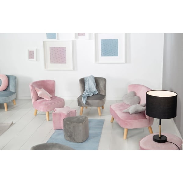 Gaiši pelēks samta bērnu atpūtas krēsls Lil Sofa – Roba-image-2