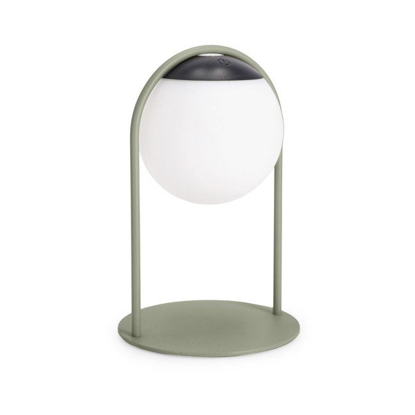 Zaļa LED galda lampa ar regulējamu spilgtumu ar plastmasas abažūru (augstums 21 cm) Pansy – Bizzotto