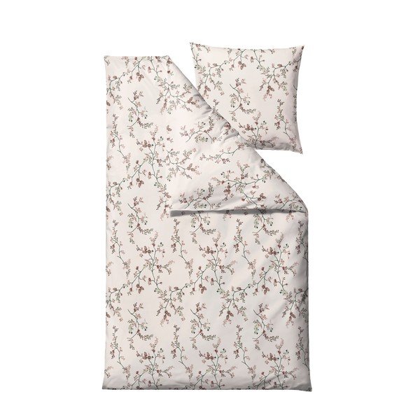 Bēša vienguļamā gultas veļa no kokvilnas satīna 140x200 cm Grace – Södahl