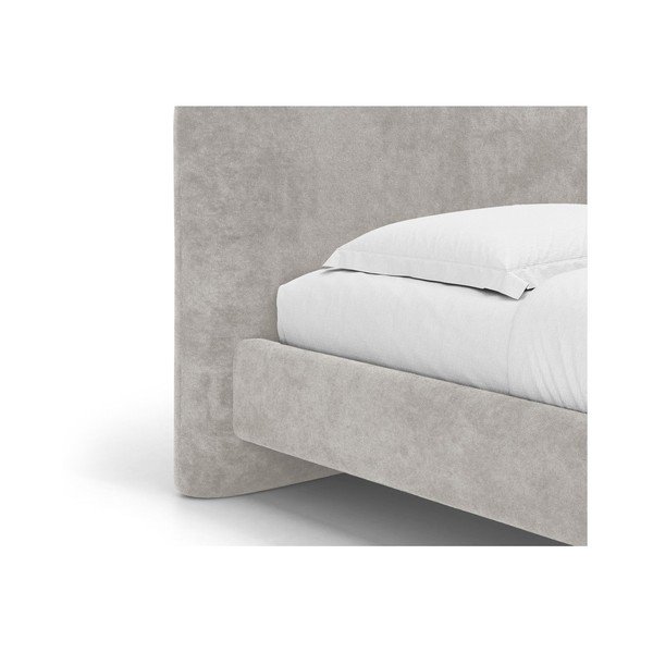 Gaiši pelēka polsterēta divvietīga gulta ar redelēm 160x200 cm Vera – Micadoni -image-4