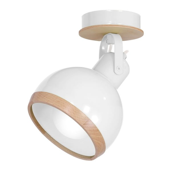 Balta sienas lampa ar koka detaļām Homemania Oval