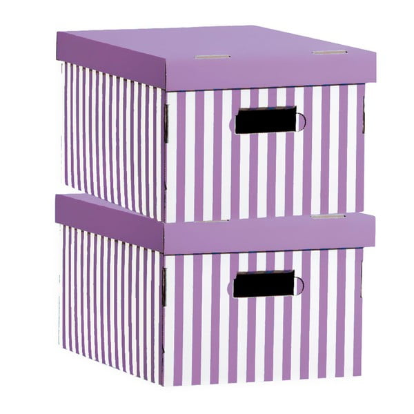 2 glabāšanas kastu komplekts Compactor Purple Stripes