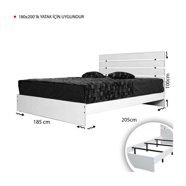 Balta divvietīga gulta 180x200 cm Fuga – Kalune Design-image-4