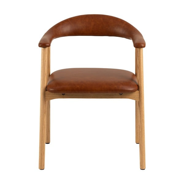 Konjakbrūns/dabīga toņa mākslīgās ādas pusdienu krēsls Addi – Actona-image-4