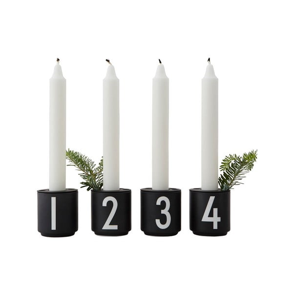 4 melnu porcelāna krūzīšu komplekts Design Letters Mini-image-4