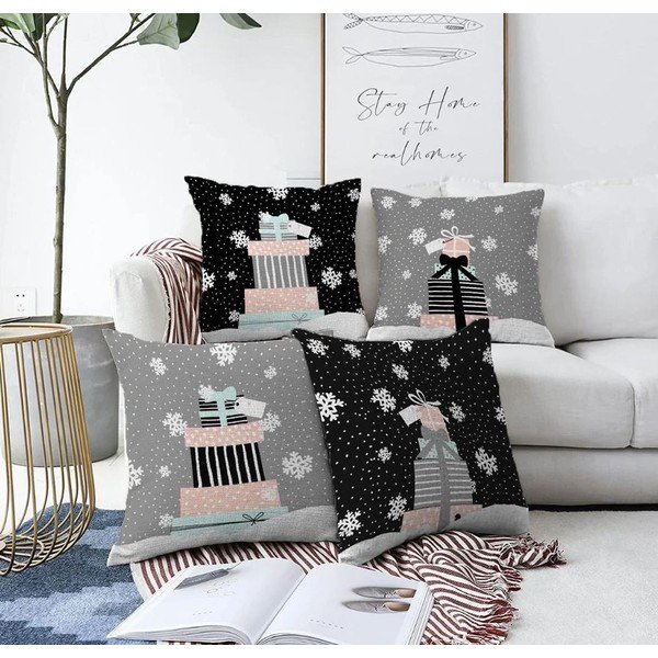 Spilvendrānas (4 gab.) ar Ziemassvētku motīvu 43x43 cm Merry Christmas – Mila Home