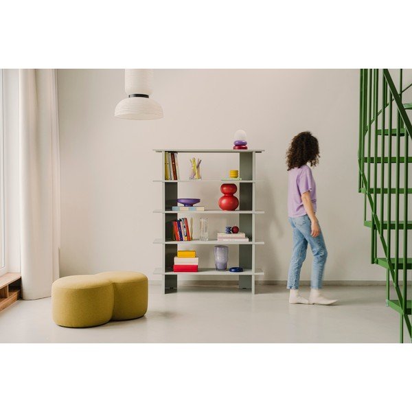 Gaiši pelēks metāla grāmatplaukts 120x156x37 cm Hes – noo.ma-image-4