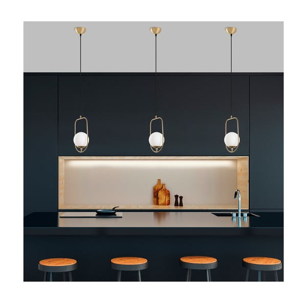 Zelta krāsas piekaramā lampa ar stikla abažūru Skew – Opviq lights-image-4