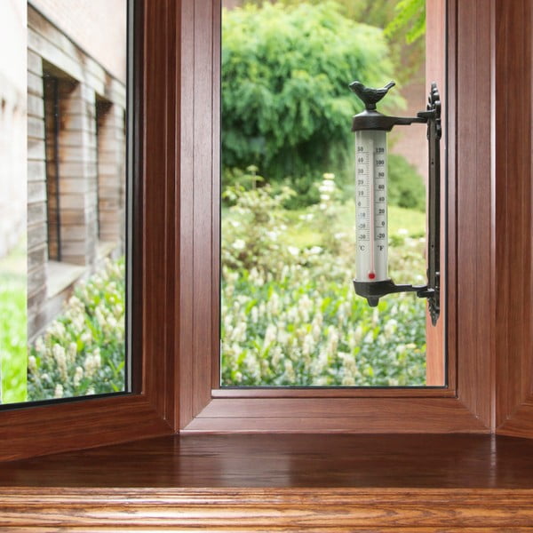 Čuguna sienas termometrs Esschert Design Dekor Bird, augstums 27,3 cm-image-1