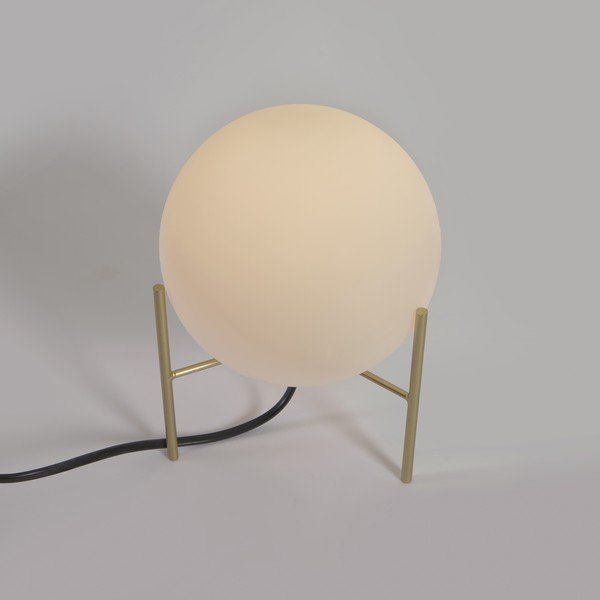 Galda lampa ar stikla abažūru baltā/zelta krāsā (augstums 22 cm) Seina – Kave Home-image-2