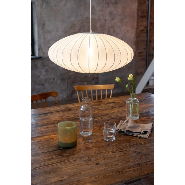 Balta piekaramā lampa ar auduma abažūru ø 60 cm Florence – Markslöjd-image-3