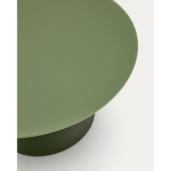 Zaļš apaļš žurnālgaldiņš ar stikla galda virsmu ø 80 cm Wilshire – Kave Home-image-3