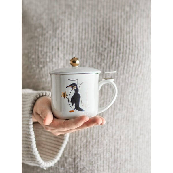 Krēmkrāsas māla krūze ar sietiņu un Ziemassvētku motīvu 300 ml Valentin – Bloomingville-image-2