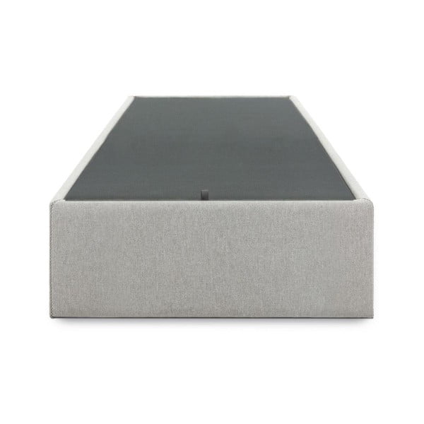 Pelēka polsterēta vienvietīga gulta ar veļas kasti 90x190 cm Matters – Kave Home