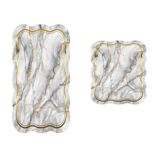 Pelēki/zelta krāsas vannas istabas paklājiņi (2 gab.) 60x100 cm – Foutastic