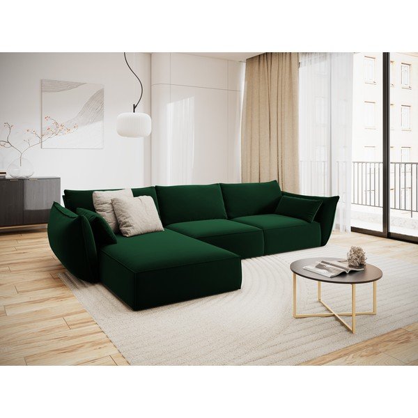 Tumši zaļš samta stūra dīvāns (ar kreiso stūri/ar zvilni) Vanda – Mazzini Sofas-image-1