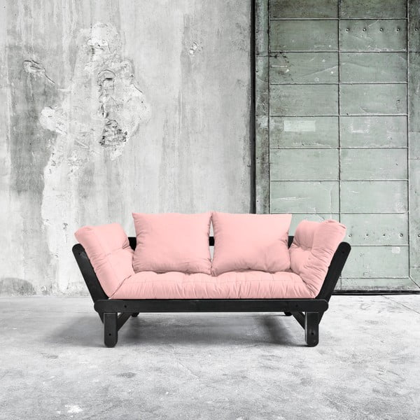 Dīvāns gulta Karup Beat Black/Pink Peonie
