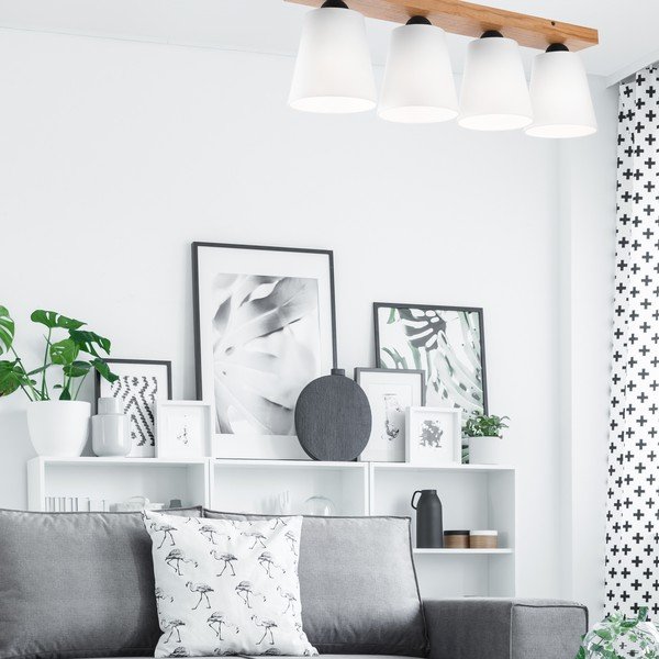 Balta griestu lampa ar auduma abažūru ø 15 cm Lula – LAMKUR-image-3