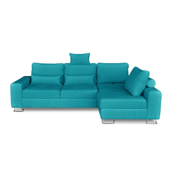 Tirkīza stūra dīvāns-guļamā gulta Windsor & Co. Dīvāni Alpha, labais stūris