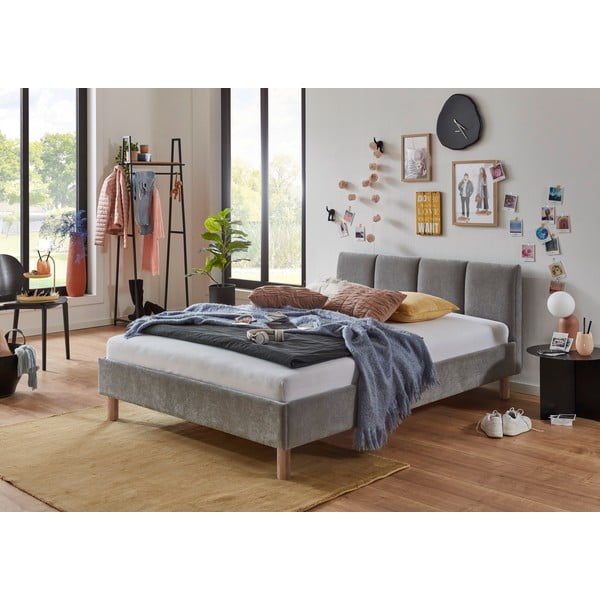 Pelēka polsterēta vienvietīga gulta bez režģa 120x200 cm Joker – Meise Möbel-image-1