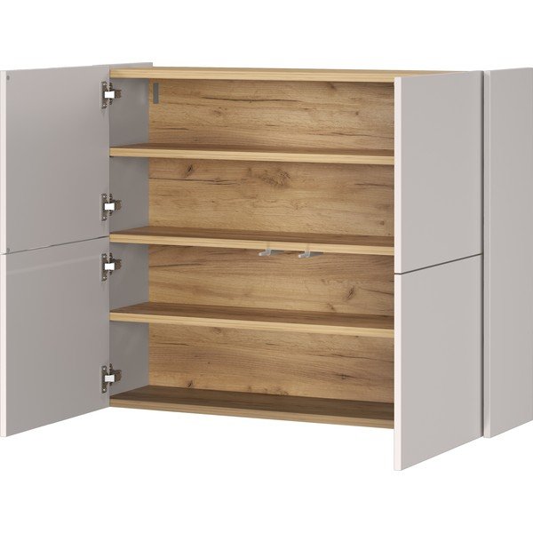 Krēmkrāsas matēts piekarināms skapītis 97x79x27 cm Binetto – Germania-image-4