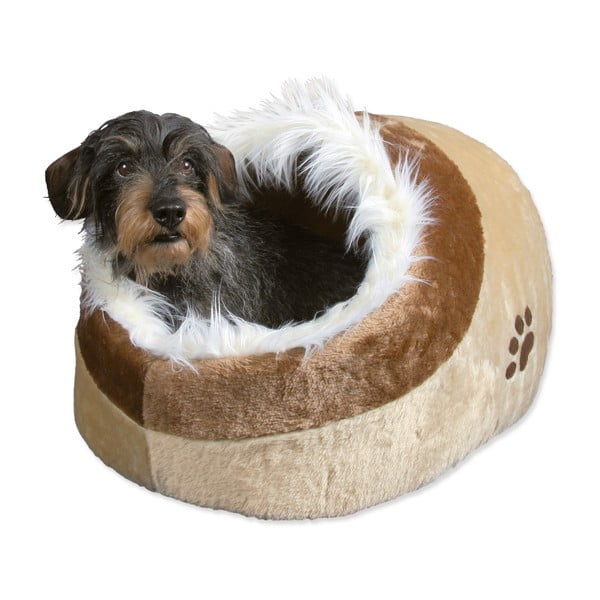 Bēša plīša būdas veida gulta kaķiem 35x26 cm Trixie Minou – Plaček Pet Products-image-2