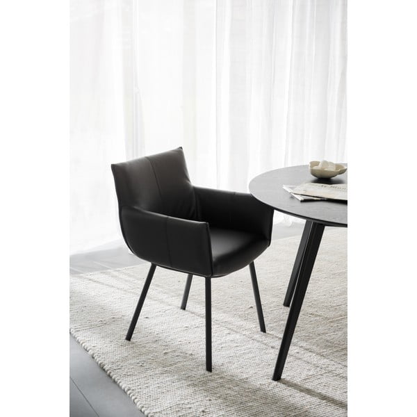 Melni polsterēti ēdamistabas krēsli (2 gab.) Hinckley – Rowico-image-1