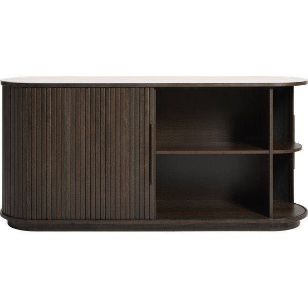 Tumša dabīga toņa kumode ar keramikas virsmu ar bīdāmām durvīm 165x76x45 cm Enna – Unique Furniture-image-2